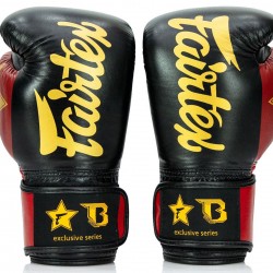 Кожени тренировъчни и спаринг ръкавици Fairtex X Booster BGVB2 в черно/червено/златно