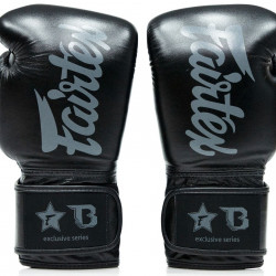 Кожени тренировъчни и спаринг ръкавици Fairtex X Booster BGVB2 в черно/черно